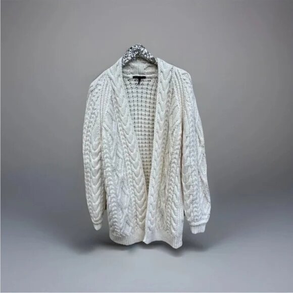 Maje Cream Chunky Cable Knit Cardigan Small - Picture 1 of 8